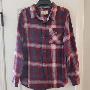 Lucky Brand Red, Blue & White Plaid Flannel Shirt